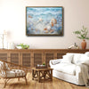 Starfish Seashell Beach Canvas, Nautical Blue Floral Seaside Wall Decor