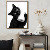 Funny Black Cat Holding Toilet Paper Roll Wall Art, Black and White Cat Bathroom Canvas Print, Quirky Pet Restroom Wall Decor