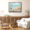 Beach Seashell & Message Bottle Canvas Print, Coastal Horizontal Wall Art
