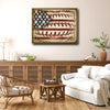 Retro Distressed American Baseball Flag Canvas Wall Art, Patriotic Baseball US Flag Canvas Painting for Sports Room Decor