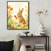 Happy Easter Rabbit Floral Cross Canvas Print