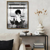 Glam Afro Woman Bathtub Canvas Print, Believe In Yourself Paris Eiffel Tower Motivational Bathroom Wall Art