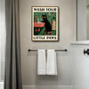 Cute Black Cat Wash Your Little Paws Canvas Wall Art Kids Bathroom Decor