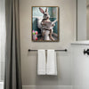Funny Easter Bunny Toilet Newspaper Canvas Wall Art Easter Holiday Bathroom Decor