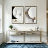 2 Piece Modern 3D Shadow Geometric Canvas Prints White Black Gold Cube Circle Shape Contemporary Minimalist Wall Art
