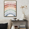 Neutral Pastel Rainbow Affirmation Canvas Print, I Am Kind Smart Brave Inspirational Kids Wall Art