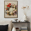 Vintage Red Carnation White Rose Flower Wreath Canvas Wall Art