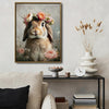 Vintage Lop Bunny Rose Flower Crown Floral Canvas Wall Art