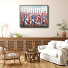 Red White Blue Wildflower White Picket Fence Canvas Wall Art, Patriotic Floral Farmhouse Framed Canvas Print, 4th of July Home Decor
