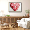 Valentine's Day Pink Red Layered Heart Canvas Wall Art, Romantic 3D Textured Love Heart Framed Canvas Print, Bedroom Couple Wall Decor