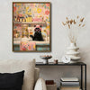 Funny Black Cat Bath Canvas Art | Whimsical Bathroom Wall Decor