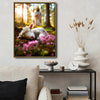 Peaceful Jesus Protecting White Lamb Floral Forest Framed Canvas Print, Religious Inspirational Wall Art for Home & Prayer Room