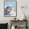 Grey Lop Bunny with Pink Striped Easter Egg Canvas Wall Art