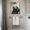 Funny Bear Showering Canvas Wall Art Black White Bathroom Wall Hanging