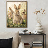 Three Bunnies Meadow Canvas Wall Art