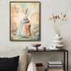 Pastel Dress Easter Bunny Holding Egg Basket Garden Canvas Wall Art
