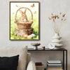 Watercolor Bunny Basket Easter Eggs Butterfly Tree Stump Canvas Wall Art