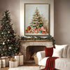 Pastel Christmas Tree & Gifts Framed Wall Art Vintage Oil Painting Print