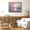 Dreamy Glitter Pink Beach Canvas, Magical Pastel Coastal Seascape Wall Decor