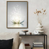 Glowing White Lotus Canvas Wall Art, Sparkling Star Water Lily Print, Minimalist Zen Floral Vertical Wall Decor for Bedroom Spa Yoga Room