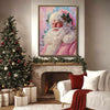 Pink Santa Claus Holly Berry Framed Wall Art Christmas Decoration