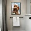 Cute Golden Doodle Bath Time Canvas Wall Art Funny Bathroom Decor