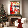 Santa With Kittens In Christmas Stockings Cute Pet Christmas Framed Wall Art