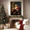 Vintage Santa Reading Book Framed Wall Art Classic Oil Painting Christmas Print
