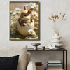 Baby Bunny in Cracked Eggshell White Daisies Canvas Wall Art