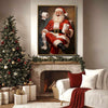 Humorous Santa Bathroom Framed Canvas Wall Art, Funny Christmas Decor