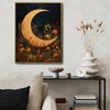 Antique Botanical Crescent Moon Canvas Wall Art Boho Celestial Home Decor