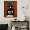 Boho Terracotta Woman Silhouette Canvas Poster, Bold Afro Hairstyle Modern Artwork for Office Gallery Wall Decor