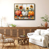 Watercolor Pumpkin Sunflower Autumn Harvest Framed Wall Art Print