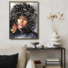 I Am African Woman Canvas Wall Art, Inspirational Afro Black Woman Positive Affirmation Portrait Painting, Motivational Black Girl Magic Wall Decor