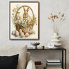 Watercolor Bunny Easter Basket Floral Canvas Wall Art