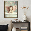 Pastel Little Angel Girl Canvas Print, Pink Wings Hearts Shabby Chic Nursery Wall Art