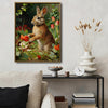 Vintage Brown Bunny Red Tulip Wildflower Garden Canvas Wall Art