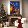 Christmas Town Street Night Fireworks Framed Wall Art Christmas Decoration