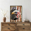 Patriotic Bald Eagle with Flaming Star Canvas Wall Art Framed, Light Oak Frame, USA Flag Themed Decor, 4th of July Gift for Veterans & Patriotic Home