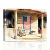 Light Oak Framed Bald Eagle American Flag Art, 4th of July Independence Day Canvas Wall Decor, Ready to Hang Patriotic Home Artwork