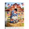 Patriotic Bald Eagle with Flaming Star Canvas Wall Art Framed, Light Oak Frame, USA Flag Themed Decor, 4th of July Gift for Veterans & Patriotic Home
