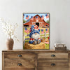 Patriotic Bald Eagle with Flaming Star Canvas Wall Art Framed, Light Oak Frame, USA Flag Themed Decor, 4th of July Gift for Veterans & Patriotic Home