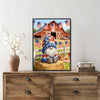 Patriotic Bald Eagle with Flaming Star Canvas Wall Art Framed, Light Oak Frame, USA Flag Themed Decor, 4th of July Gift for Veterans & Patriotic Home