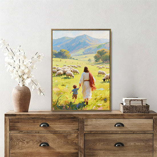Jesus Christ the lost sheep wall art