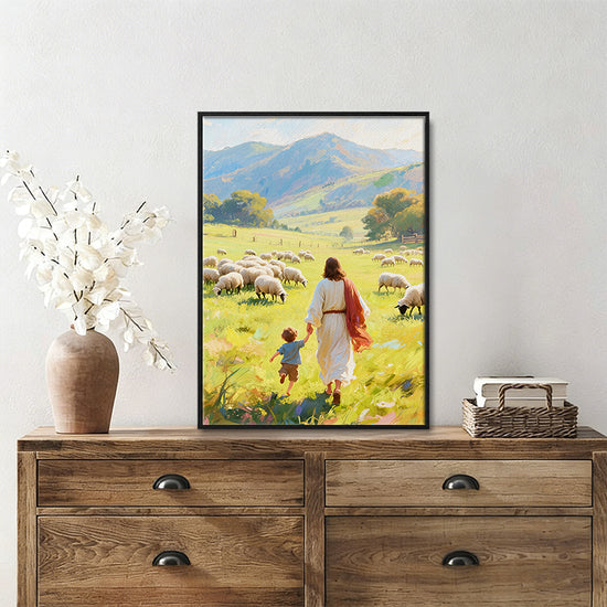 Jesus Christ the lost sheep wall art