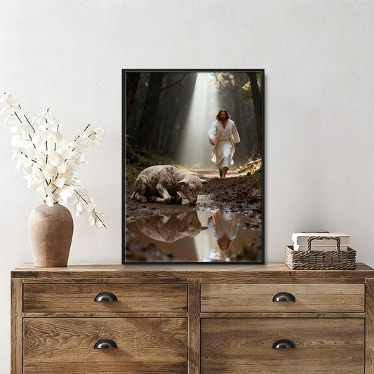 Jesus Christ the lost sheep wall art