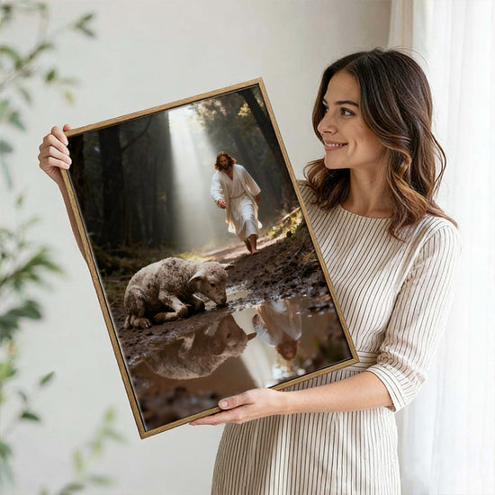 Jesus Christ the lost sheep wall art