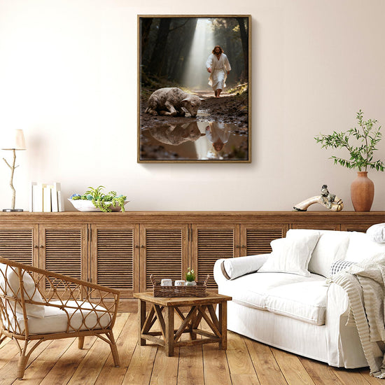 Jesus Christ the lost sheep wall art