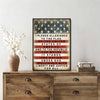 Patriotic Bald Eagle with Flaming Star Canvas Wall Art Framed, Light Oak Frame, USA Flag Themed Decor, 4th of July Gift for Veterans & Patriotic Home