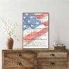 Patriotic Bald Eagle with Flaming Star Canvas Wall Art Framed, Light Oak Frame, USA Flag Themed Decor, 4th of July Gift for Veterans & Patriotic Home
